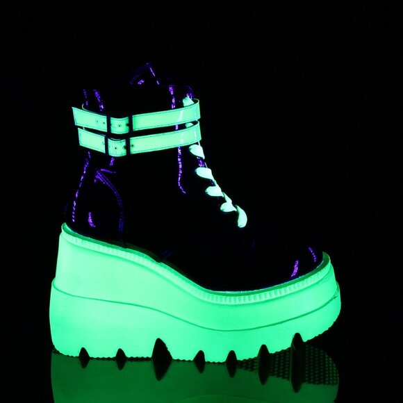 Demonia Shaker-52 UV Reflective Rave Platform Boots - Picture 3 of 6